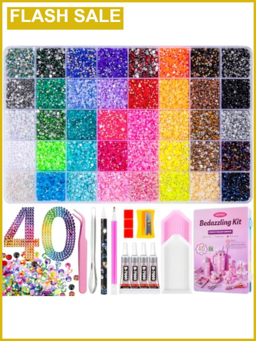 Resin Jelly Rhinestones 40000Pcs Bedazzling Kit with Glue & Tools